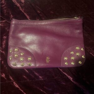 Juicy Couture Purple Leather Studded Wristlet Clutch
